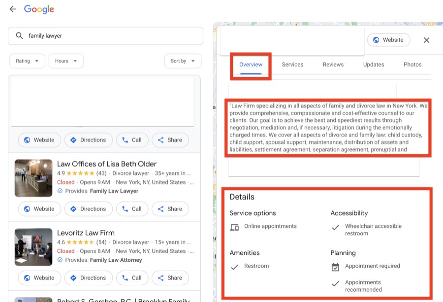 Competitor keywords and business description