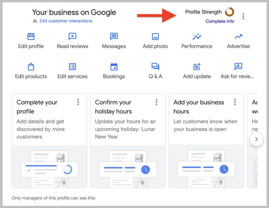 Google Business Profile strength indicator