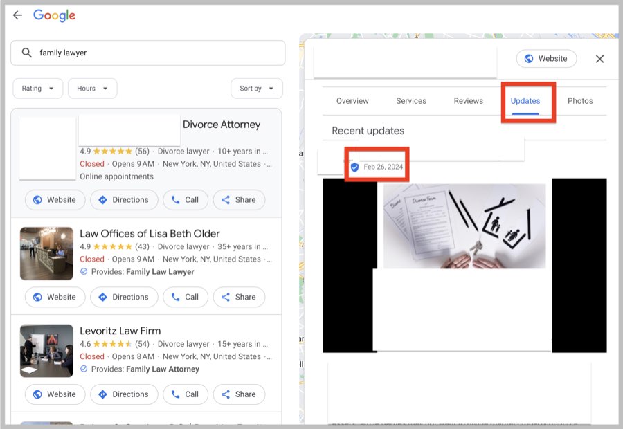 Frequency of competitor Google Business Profile updates